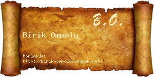 Birik Ompoly névjegykártya